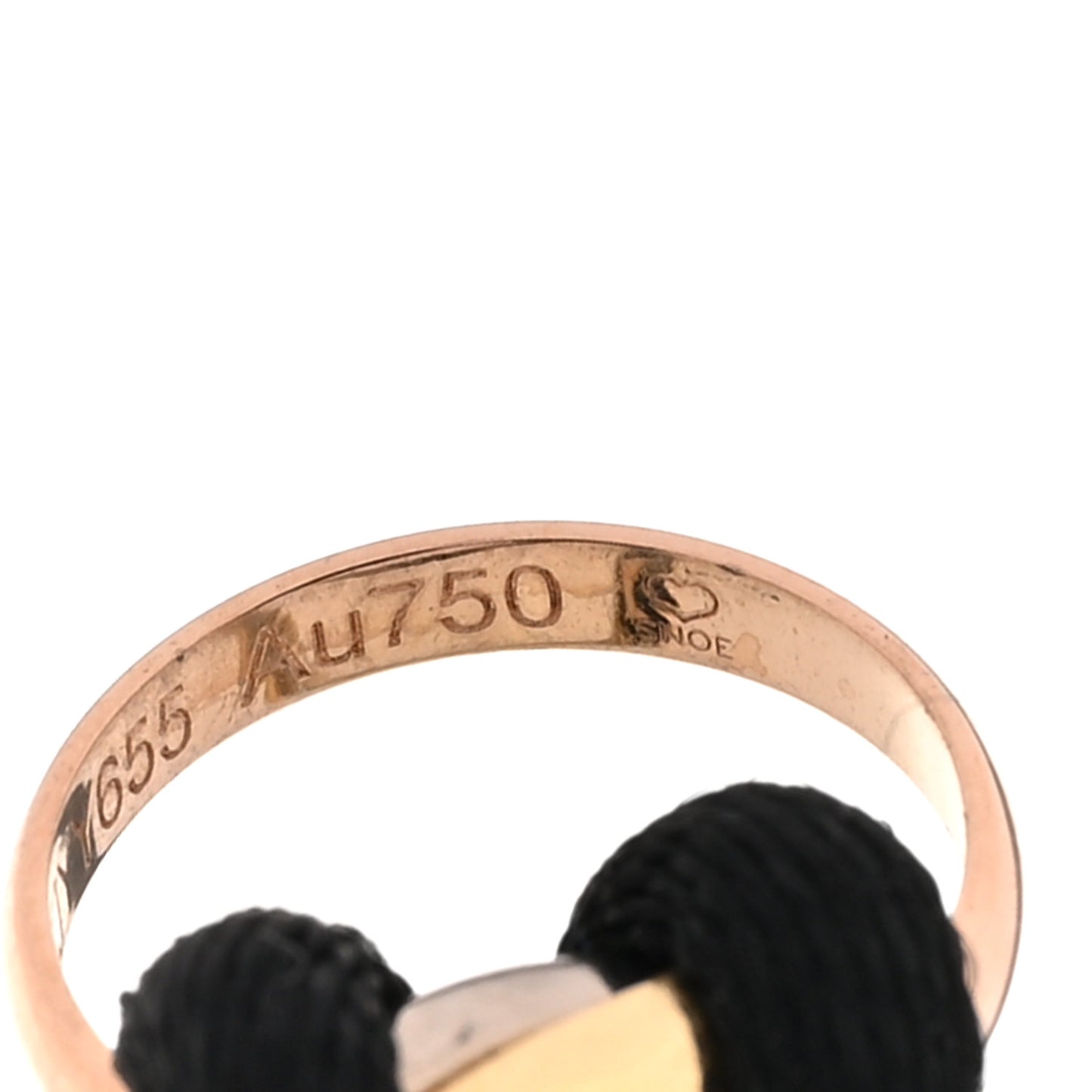 18K Pink Yellow White Gold Trinity Adjustable Cord Bracelet Black