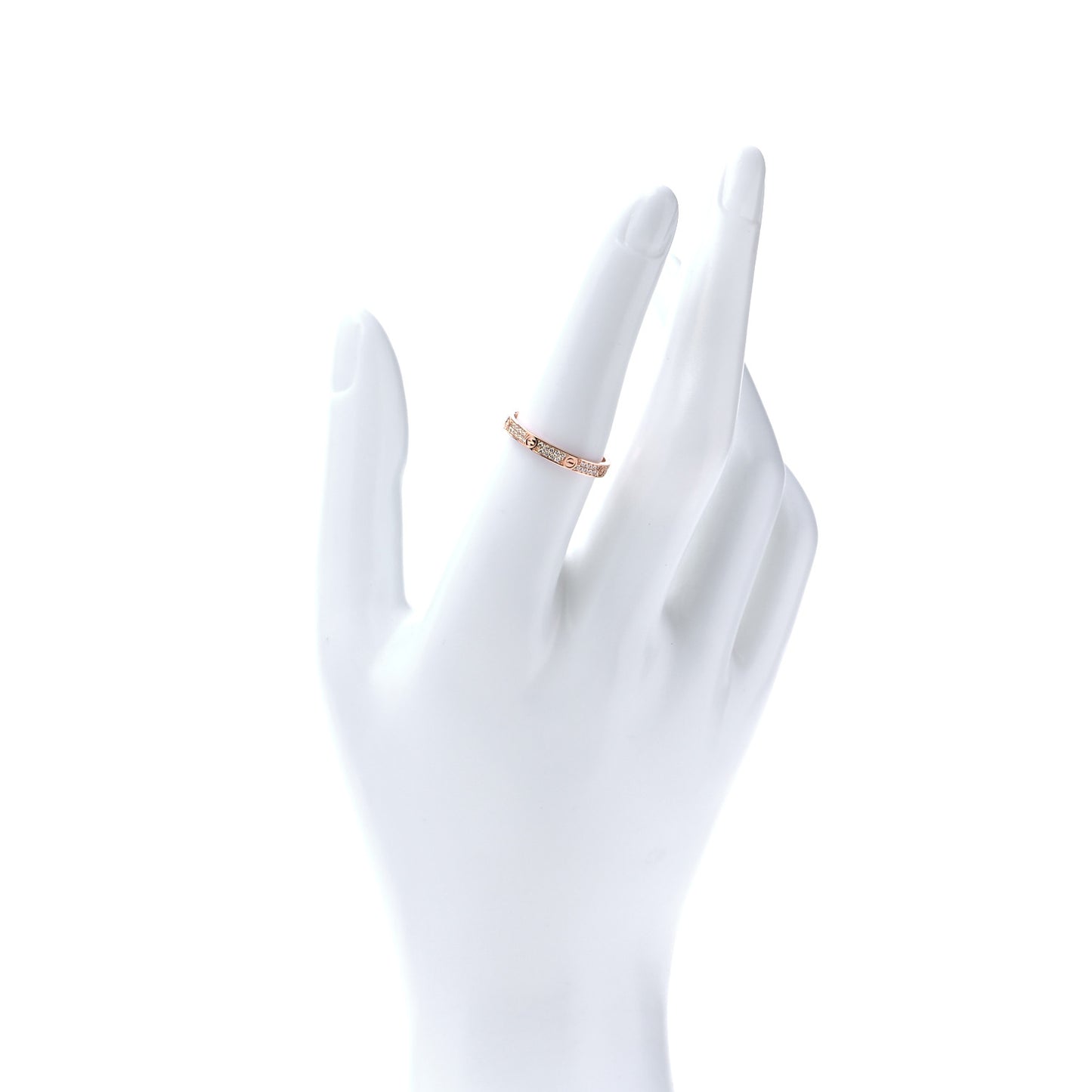 18K Pink Gold Diamond 2.6mm LOVE Paved Band Ring 54 6.75