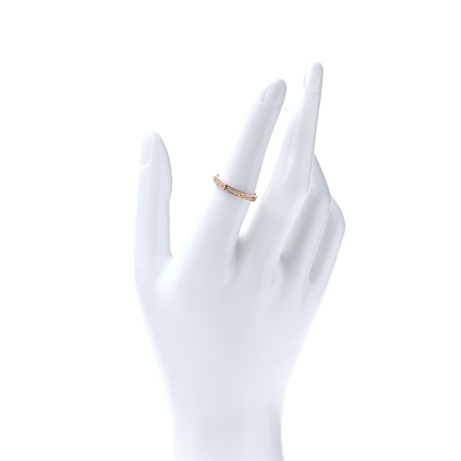 Cartier 18K Pink Gold Diamond 2.6mm LOVE Paved Band Ring 54 6.75 2 of 5
