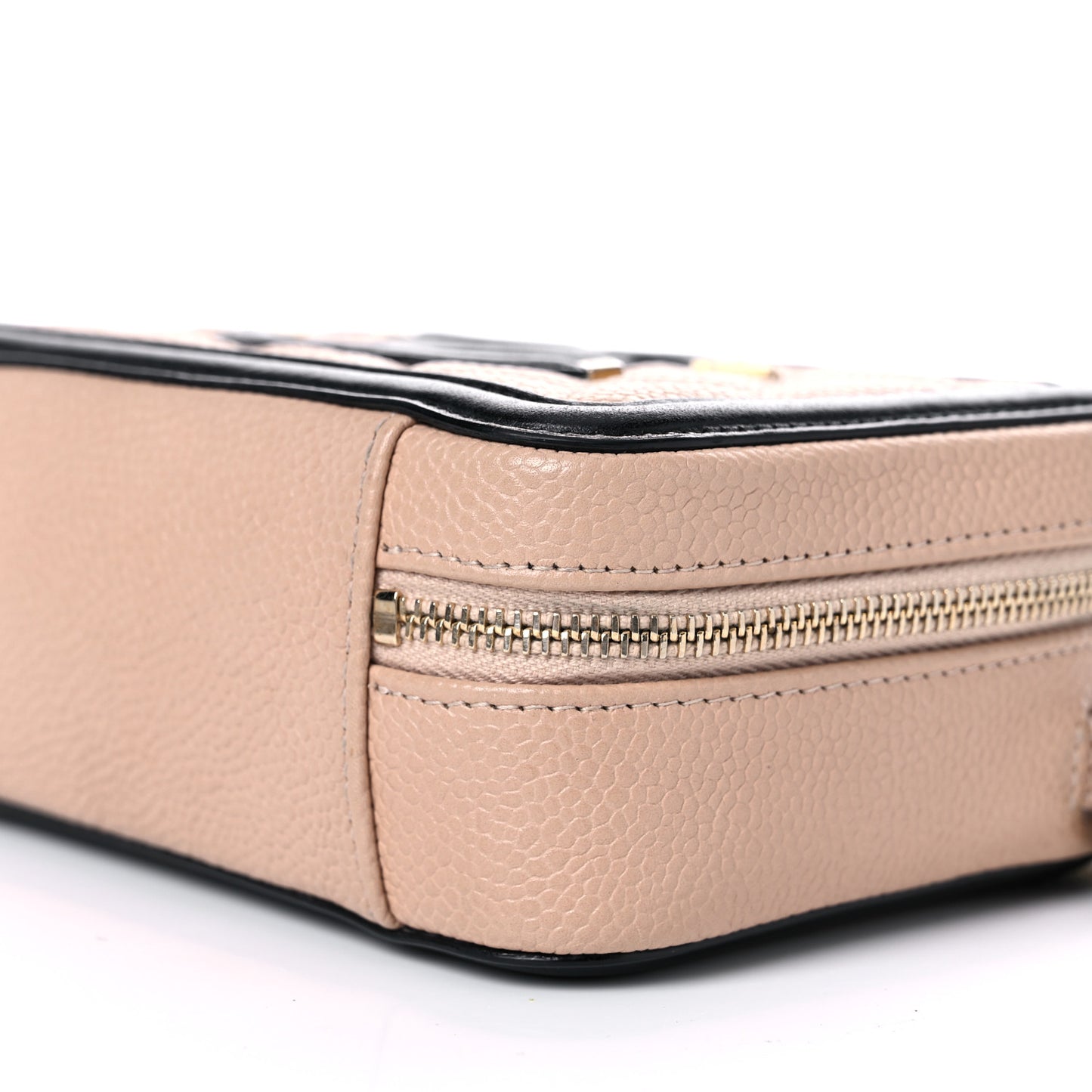 Caviar Quilted CC Filigree Vanity Clutch With Chain Beige Black