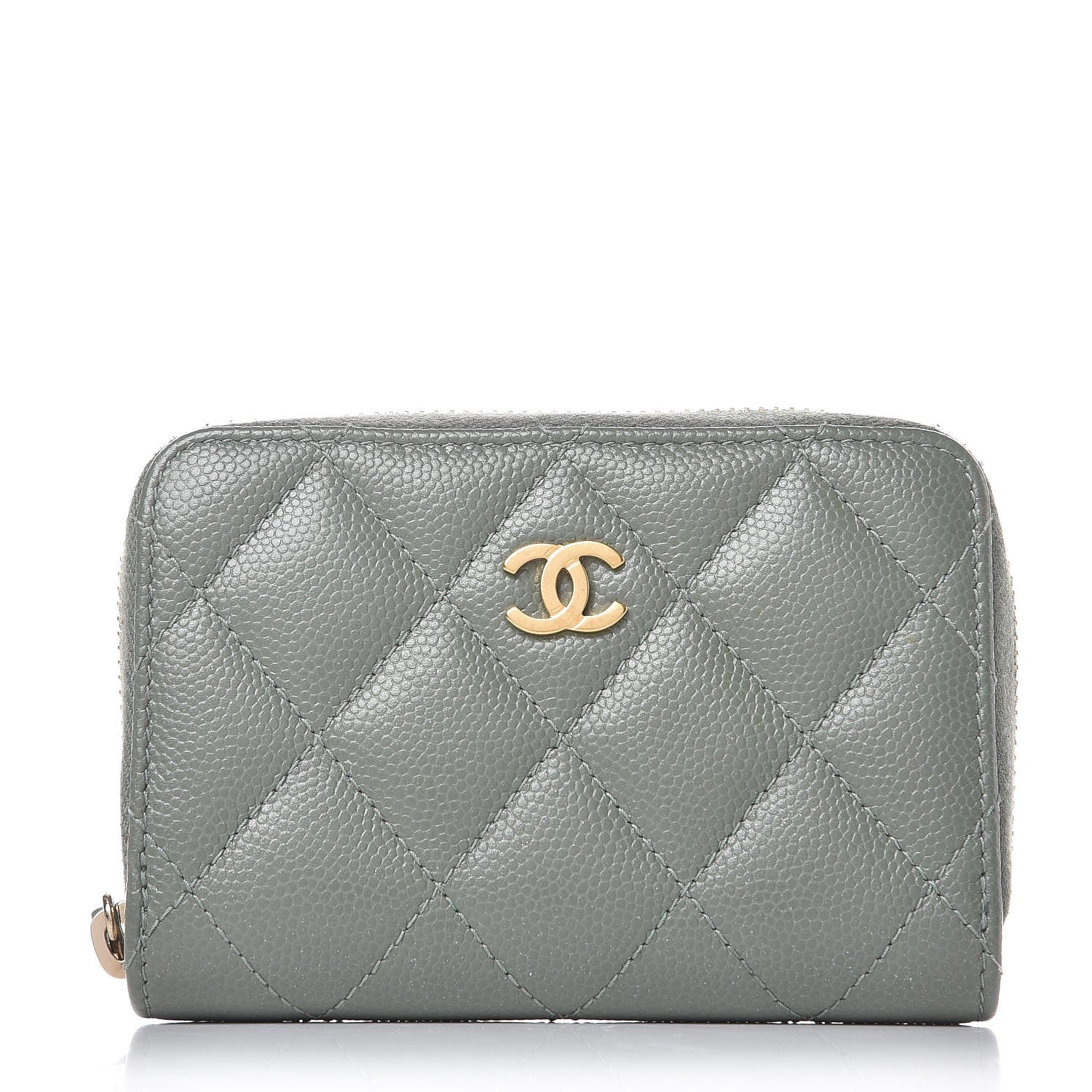 Chanel Iridescent Caviar Quilted Zip Coin Purse Green 1 of 7