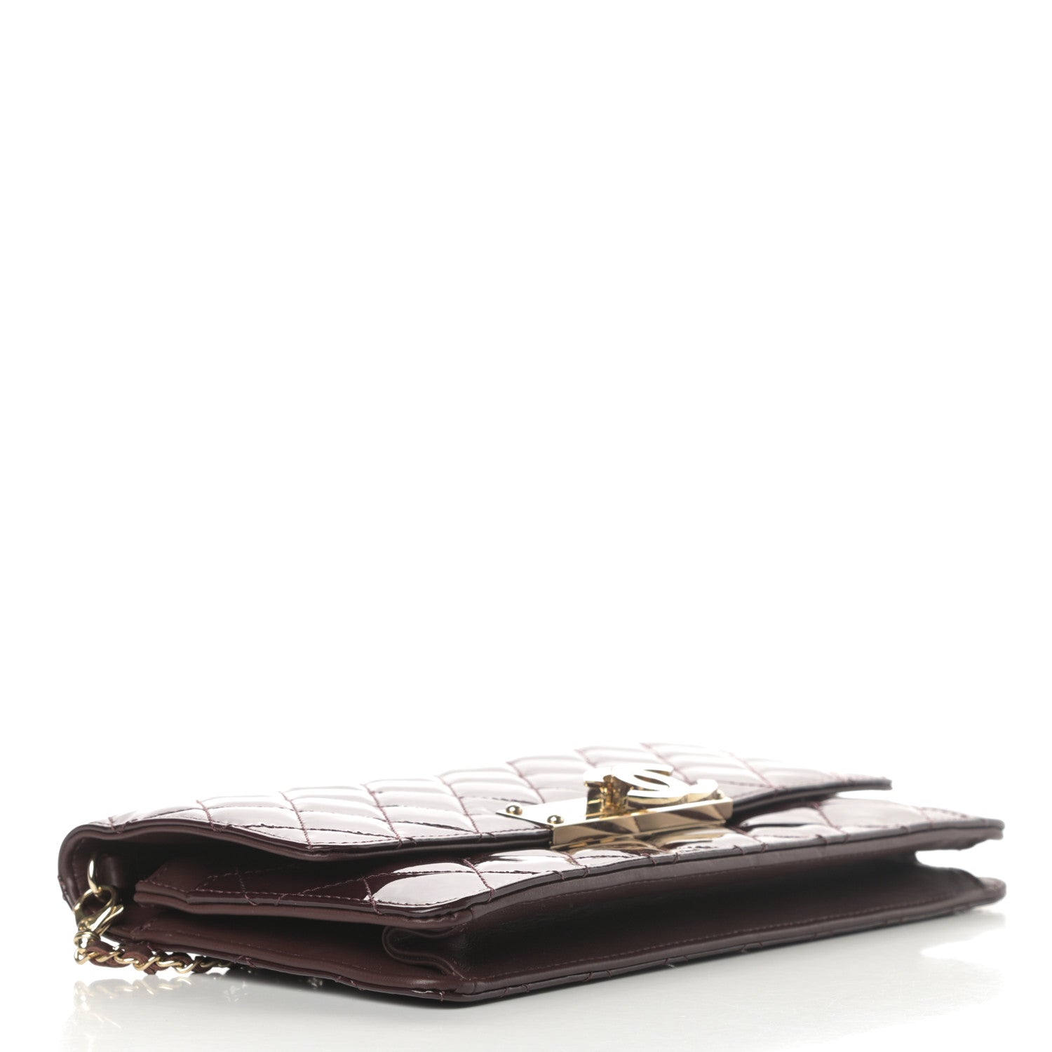 Chanel Patent Quilted Golden Class Wallet on Chain WOC Burgundy 4 of 11