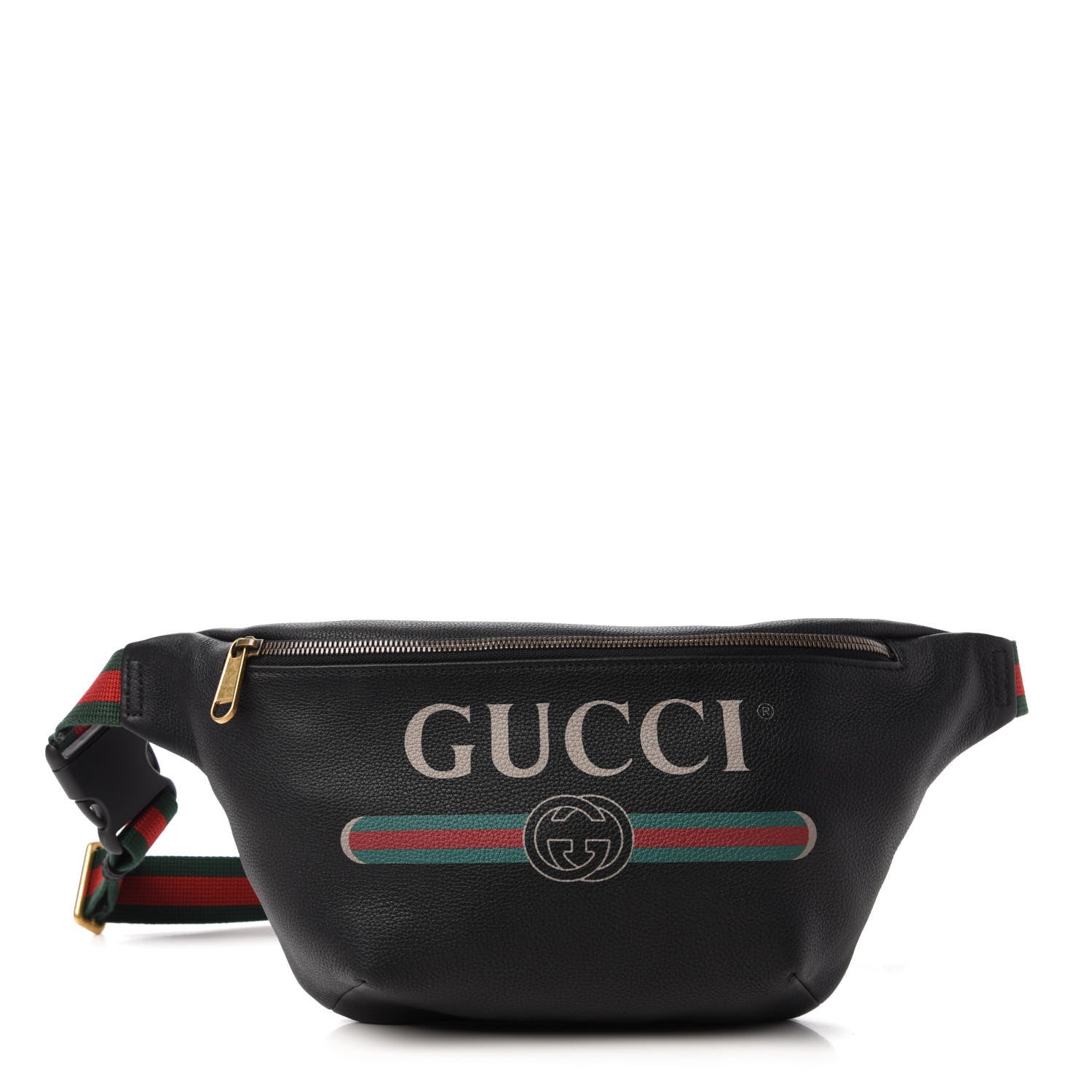 Gucci Grained Calfskin Logo Belt Bag Black 1 of 10