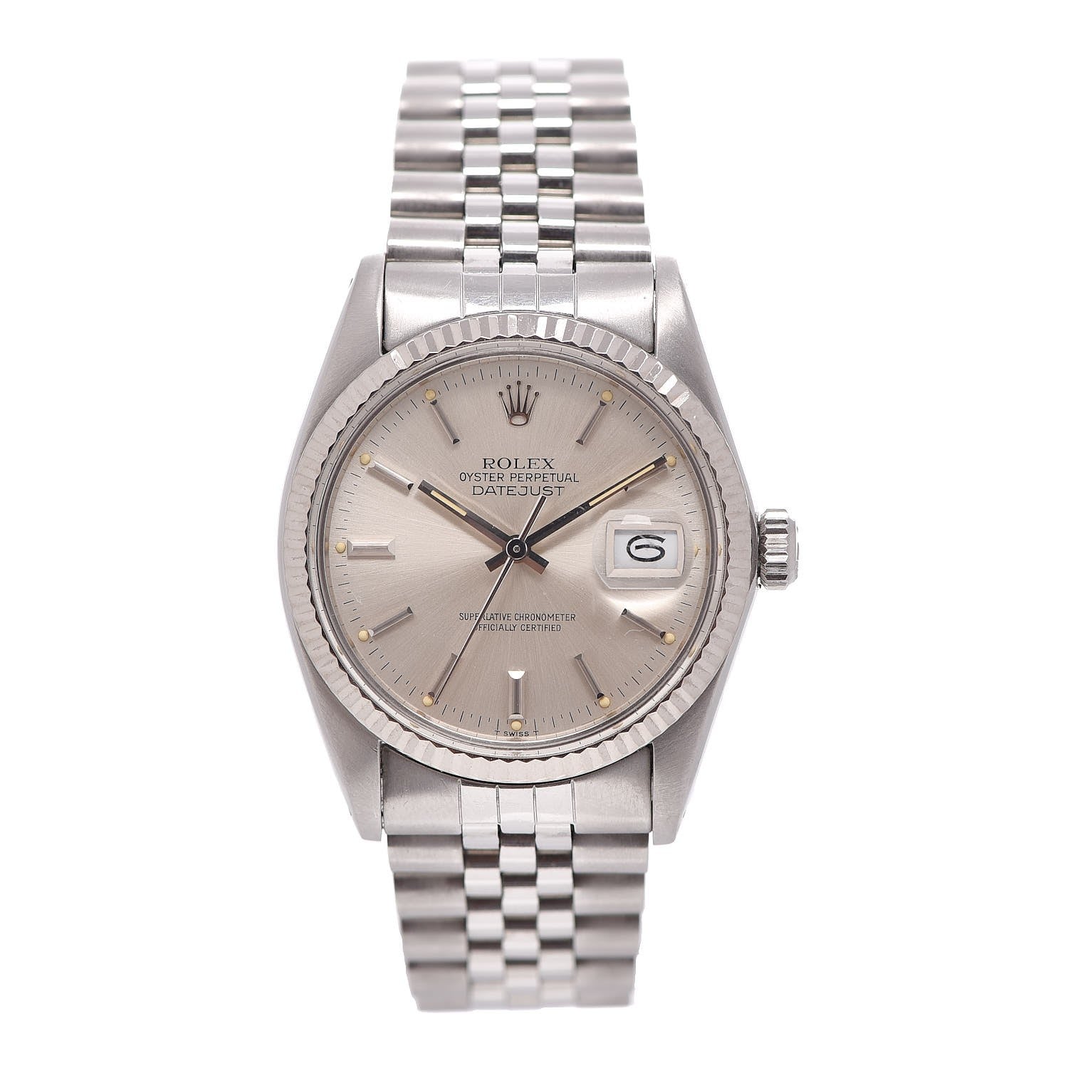 Rolex Stainless Steel 18K White Gold 36mm Oyster Perpetual Datejust Watch Silver 16014 1 of 8