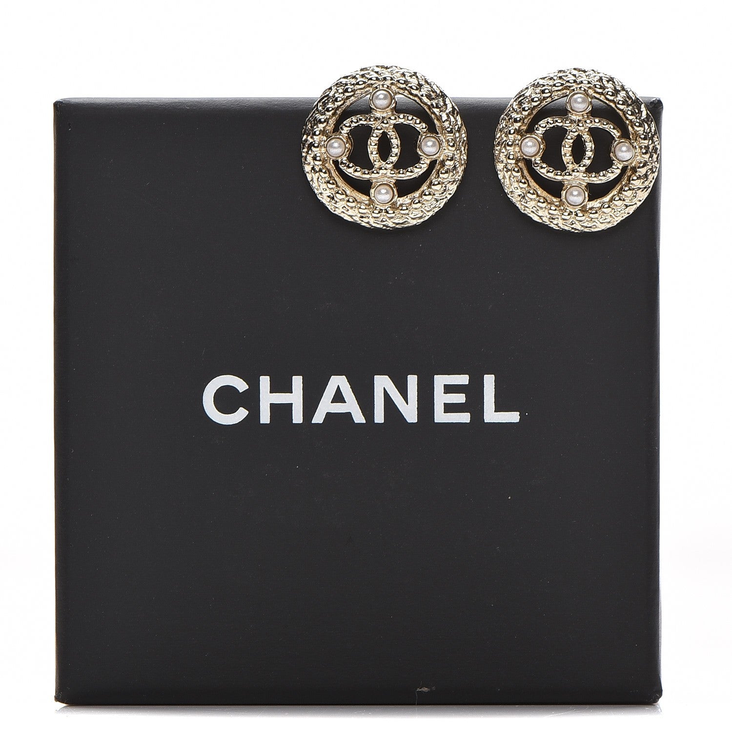 Chanel Pearl CC Round Rope Earrings Gold 5 of 5