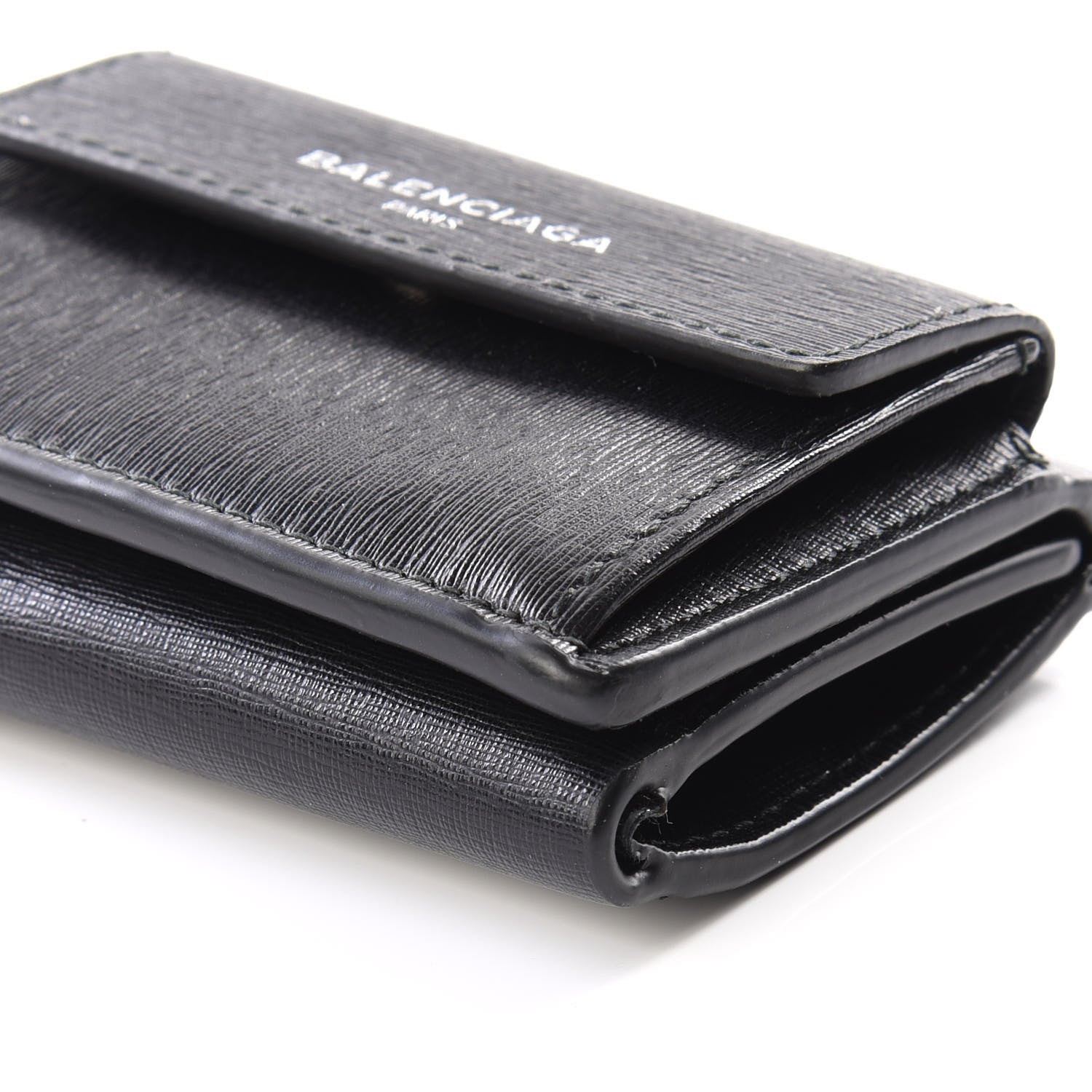 Balenciaga Striped Calfskin Logo Mini Wallet Black 6 of 12