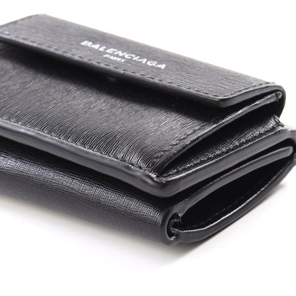 Balenciaga Striped Calfskin Logo Mini Wallet Black 6 of 12