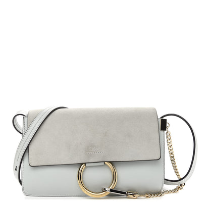 Chloe Suede Calfskin Small Faye Shoulder Bag Airy Grey 1 of 7