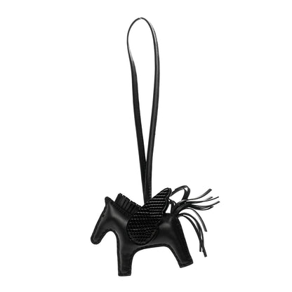 Hermes Milo Lambskin Lizard Touch Grigri Rodeo Pegase Horse Bag Charm PM So Black 1 of 4
