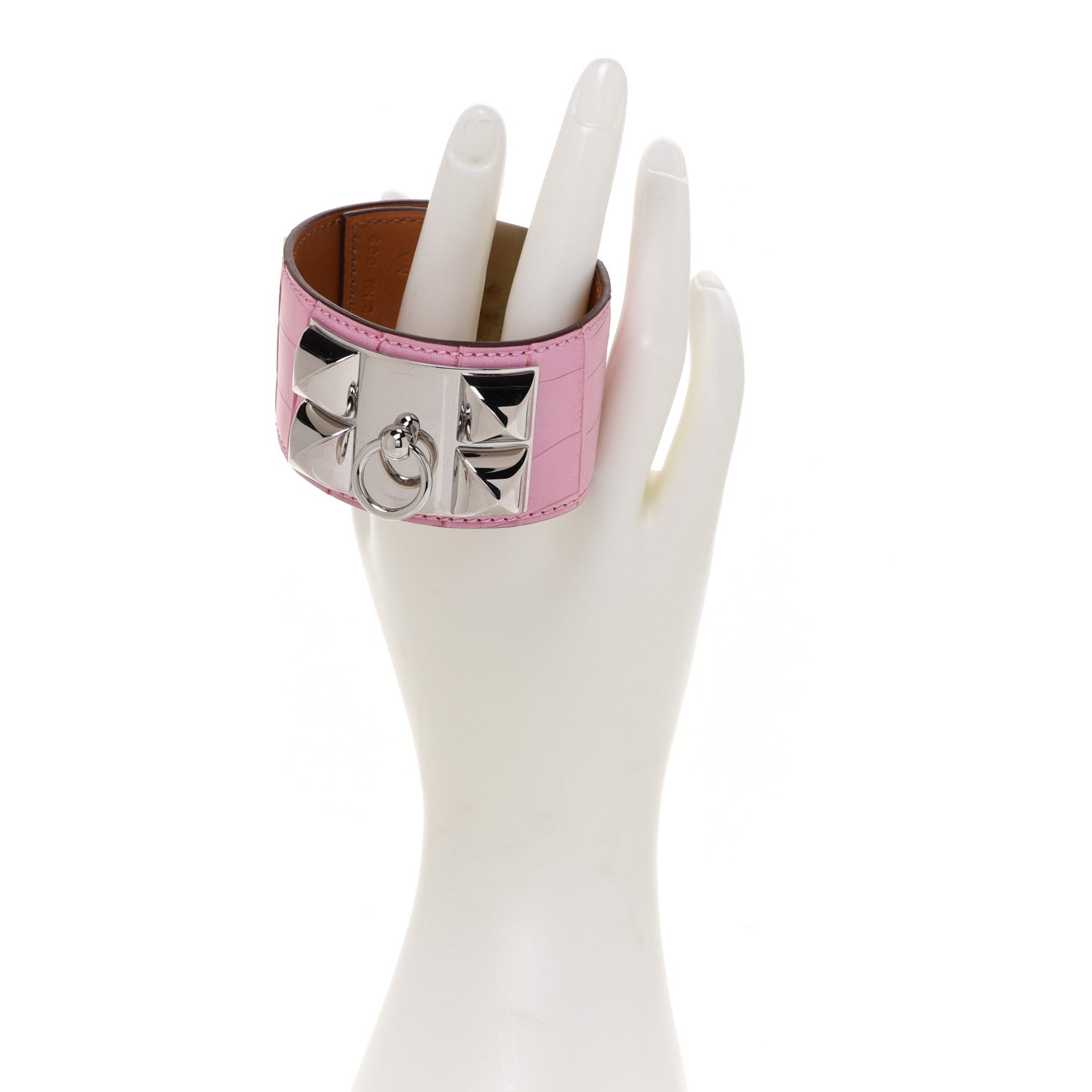 Hermes Matte Alligator Collier De Chien CDC Bracelet T3 5P Pink 2 of 6