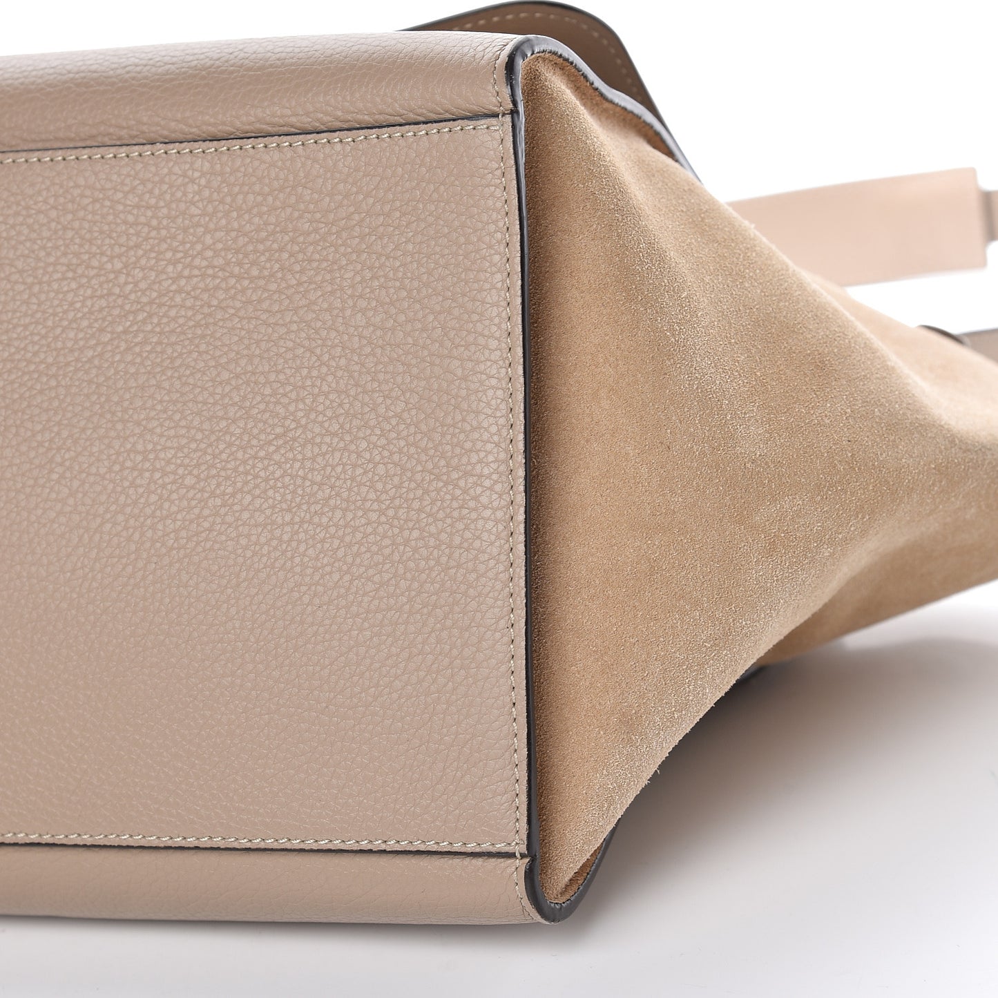 Drummed Calfskin Suede Small Trapeze Dune