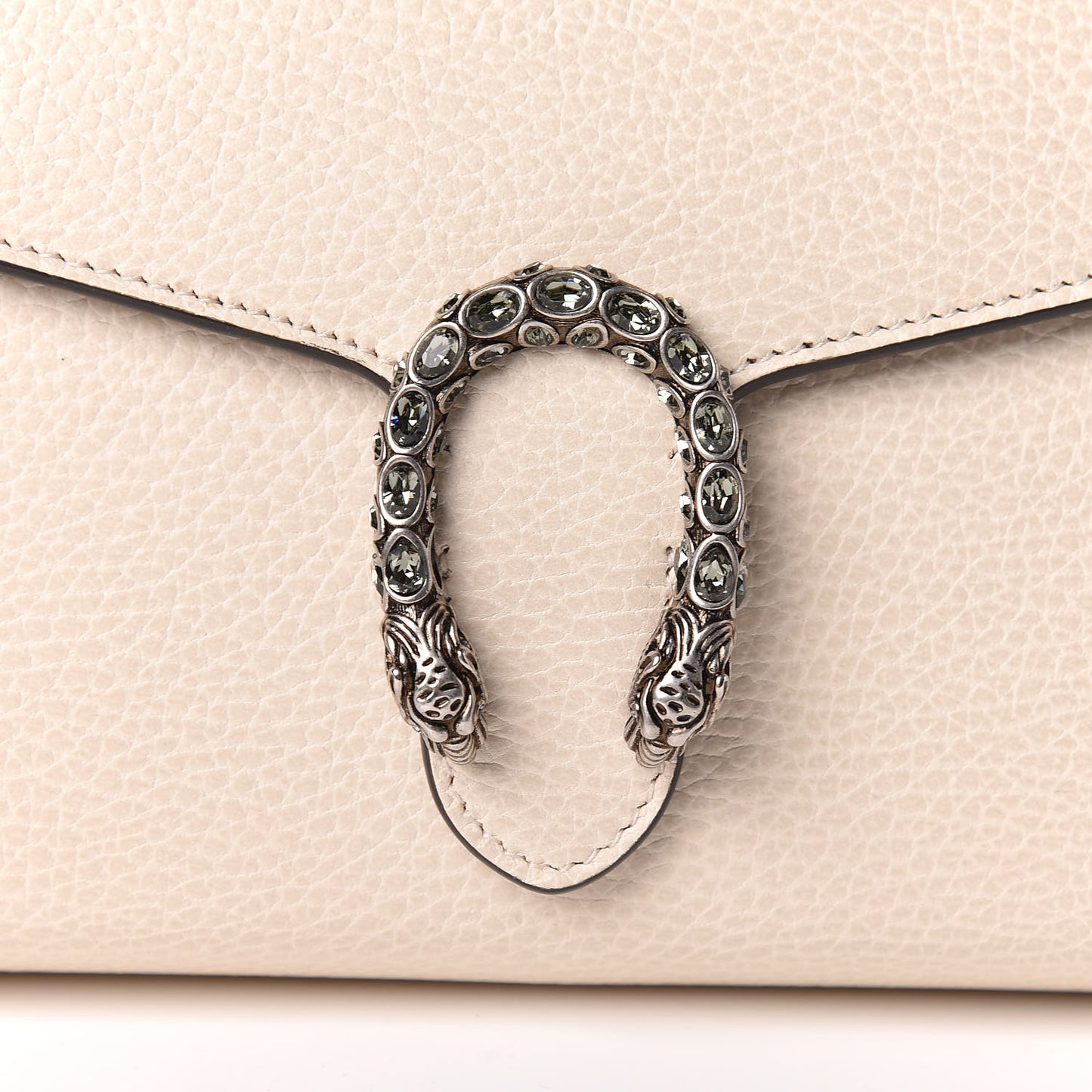 Dollar Calfskin Mini Dionysus Chain Wallet Mystic White