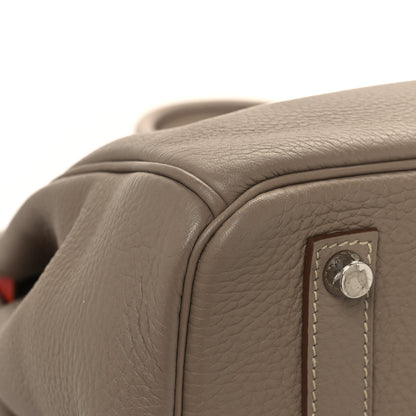 Hermes Taurillon Clemence Swift Tri-Color Birkin 35 Sanguine Gris Tourterelle Moutarde 11 of 15