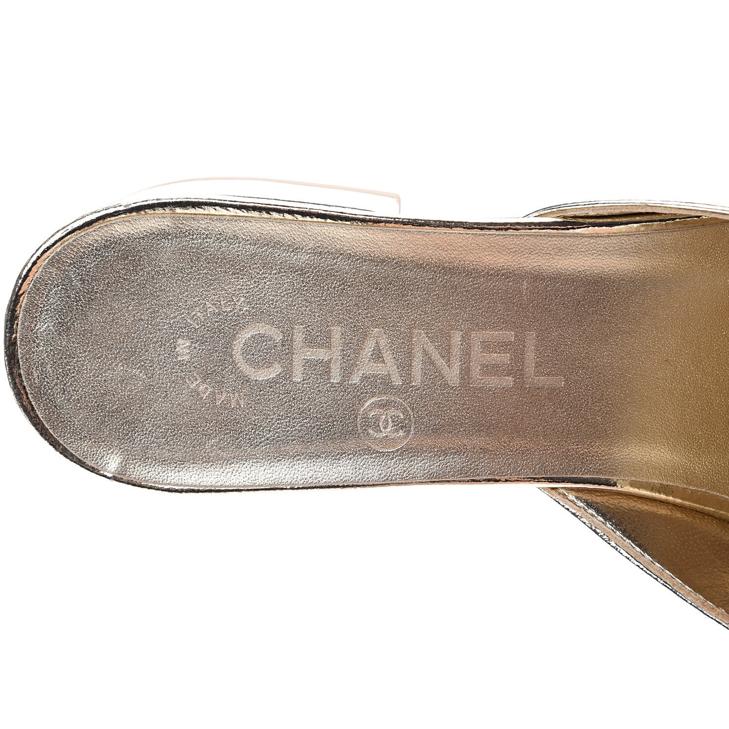 Chanel Metallic Sheepskin Mules 37.5 Gold 7 of 11
