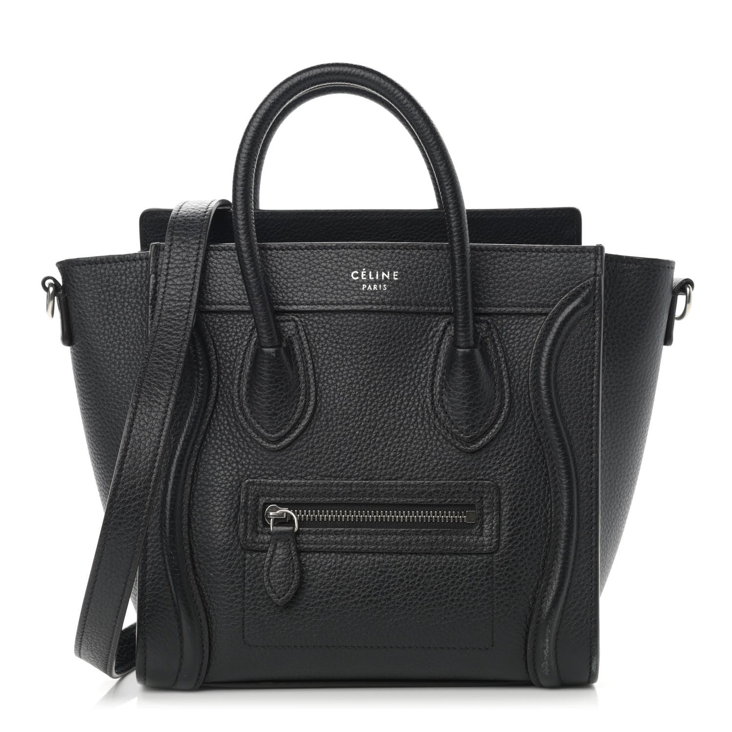 Celine Drummed Calfskin Nano Luggage Black 1 of 22