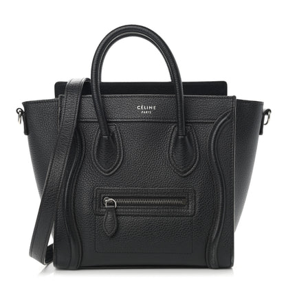 Celine Drummed Calfskin Nano Luggage Black 1 of 22