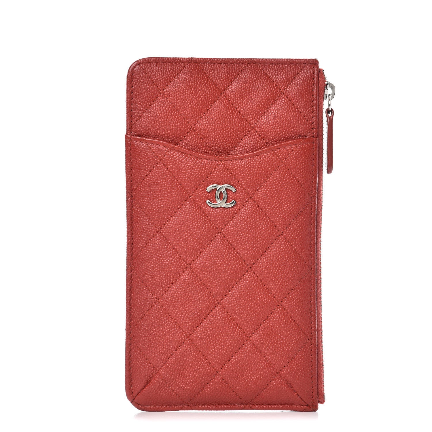 Chanel Caviar Quilted Classic Flat Wallet Pouch Red 1 of 7