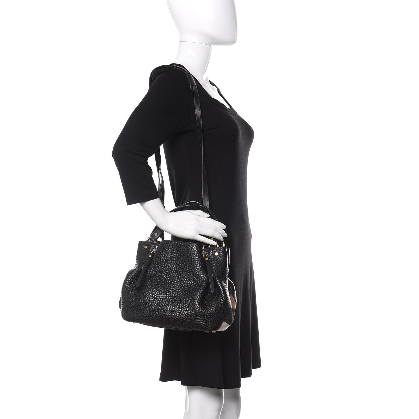 Grainy Calfskin House Check Small Maidstone Black
