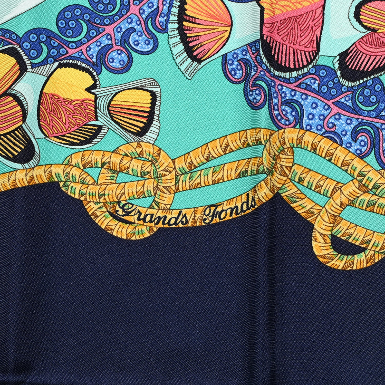 Hermes Silk Grands Fonds Scarf 90 Bleu 4 of 4