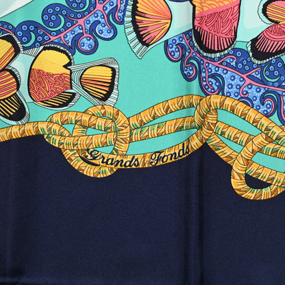 Hermes Silk Grands Fonds Scarf 90 Bleu 4 of 4