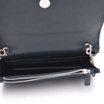 Saint Laurent Velvet Crystal Monogram Kate Tassel Chain Wallet Blue 5 of 9