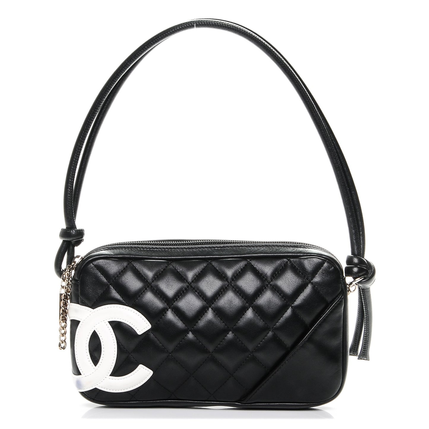 Calfskin Quilted Cambon Pochette Black White