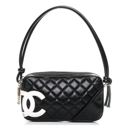 Chanel Calfskin Quilted Cambon Pochette Black White 1 of 7