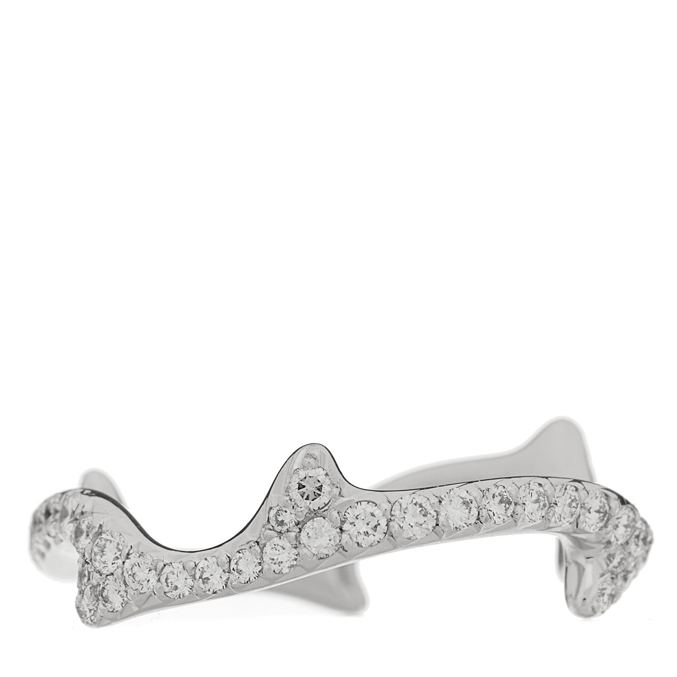 Christian Dior 18K White Gold Diamond Pave Bois de Rose Ring 53 6.25 3 of 4