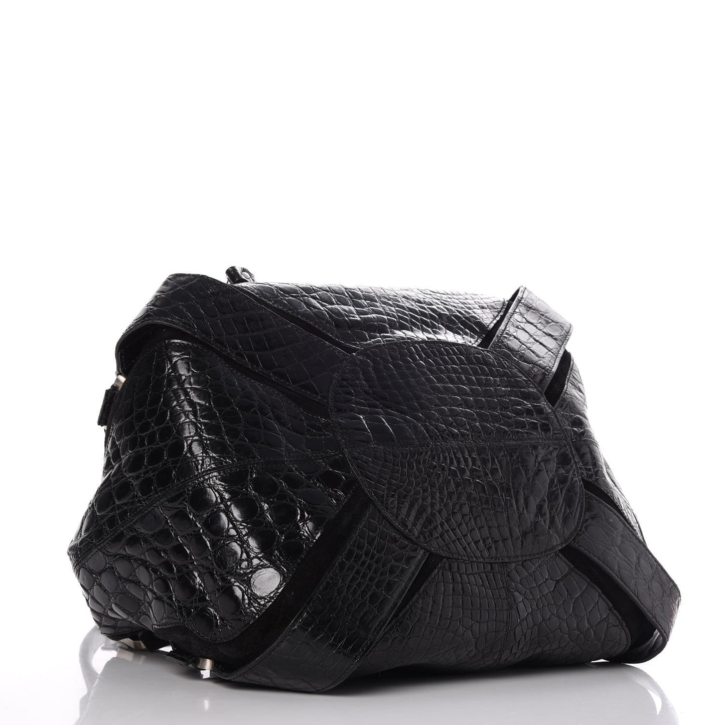 Croc Calfskin Embossed Mahala Black