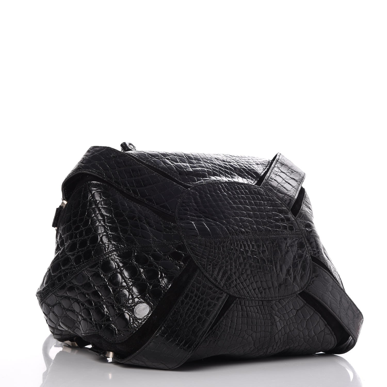 Jimmy Choo Croc Calfskin Embossed Mahala Black 4 of 10
