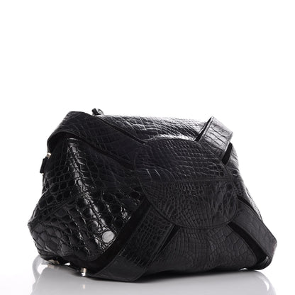 Jimmy Choo Croc Calfskin Embossed Mahala Black 4 of 10