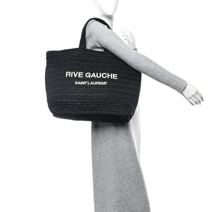 Saint Laurent Raffia Rive Gauche Tote Black 2 of 9