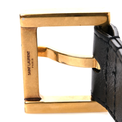 Saint Laurent Smooth Calfskin Monogram Square Buckle Belt 85 34 Black 8 of 9