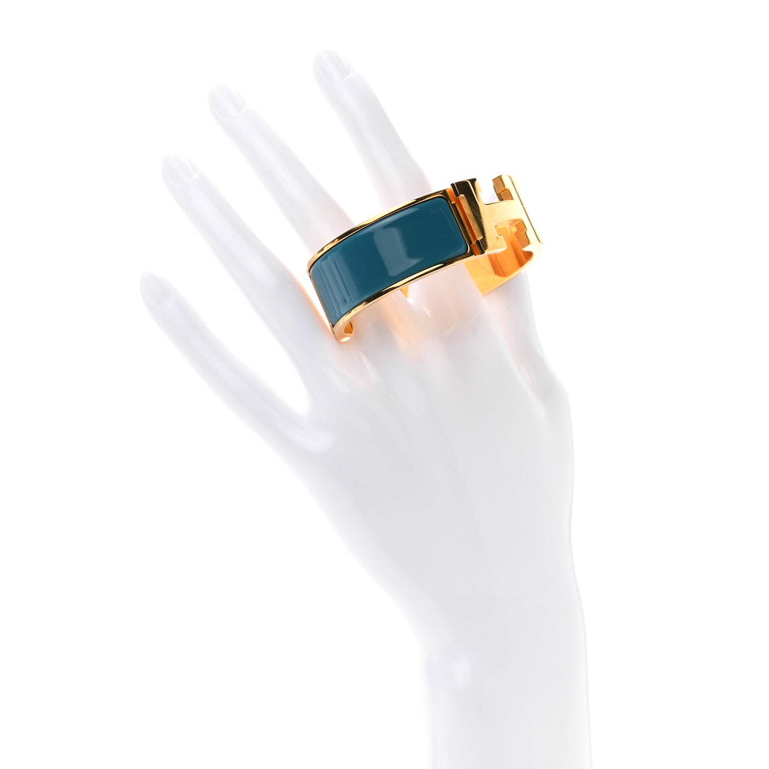 Hermes Enamel Wide Clic Clac H Bracelet PM Bleu Canard 2 of 4