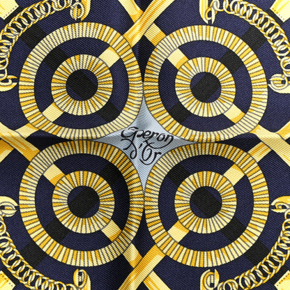 Hermes Silk Eperon D'Or Scarf 45 Marine Ciel Gold 5 of 5