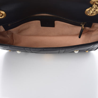 Gucci Calfskin Matelasse Studded Small Pearly GG Marmont Shoulder Bag Black 5 of 9