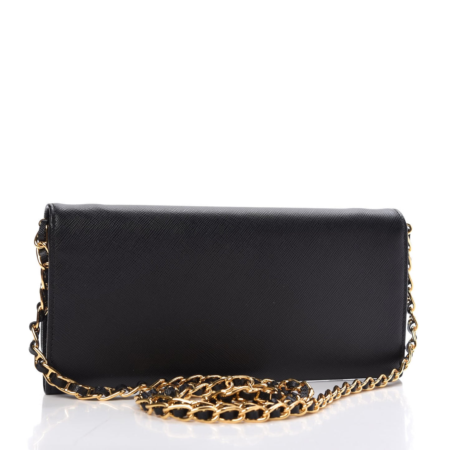 Saffiano Metal Oro Chain Wallet Black