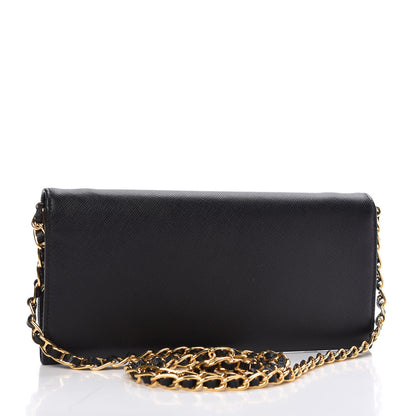 Prada Saffiano Metal Oro Chain Wallet Black 3 of 11