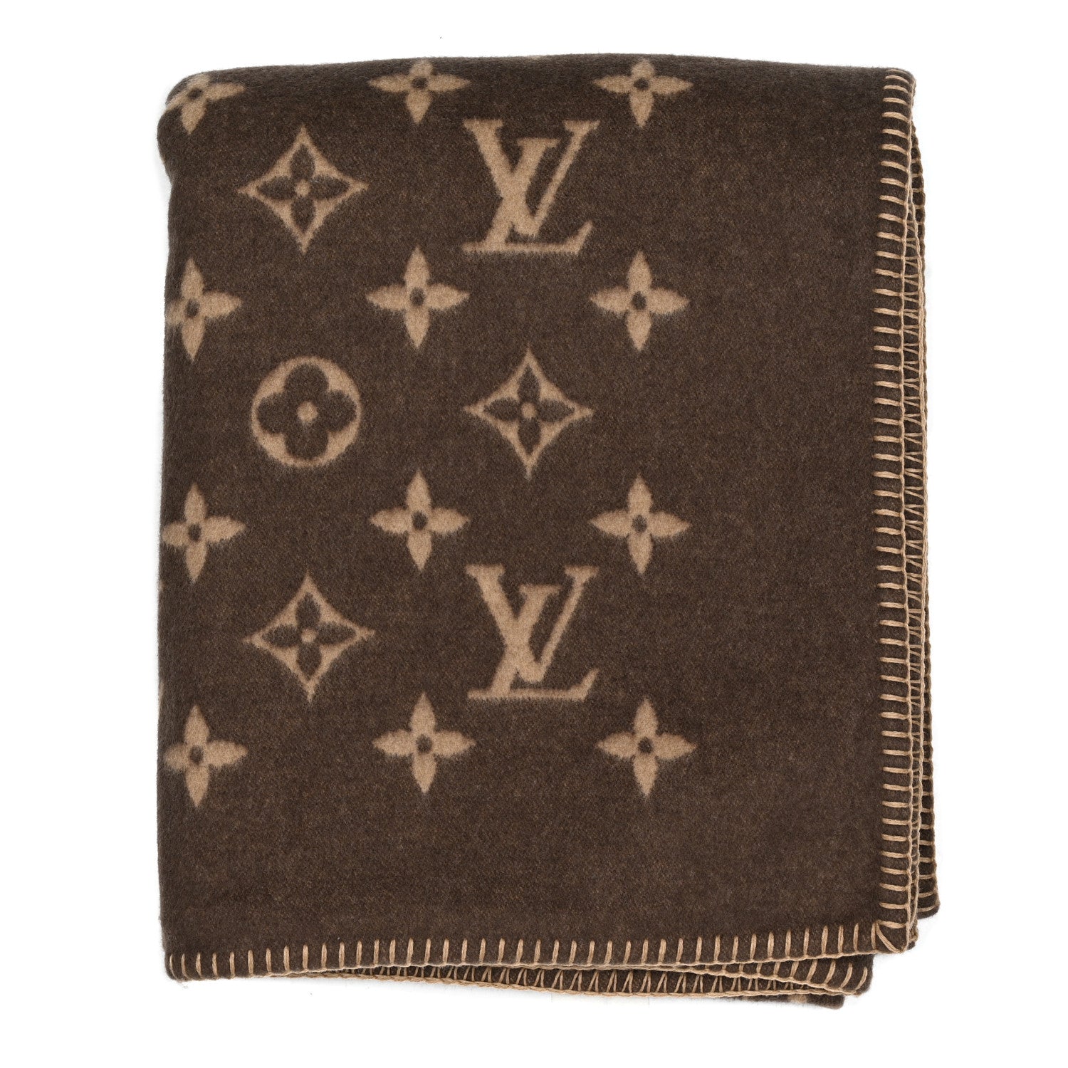Louis Vuitton Wool Cashmere Neo Monogram Blanket Marron 1 of 3