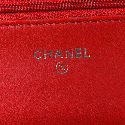 Chanel Patent Camellia Embossed Wallet On Chain WOC Red 6 of 11