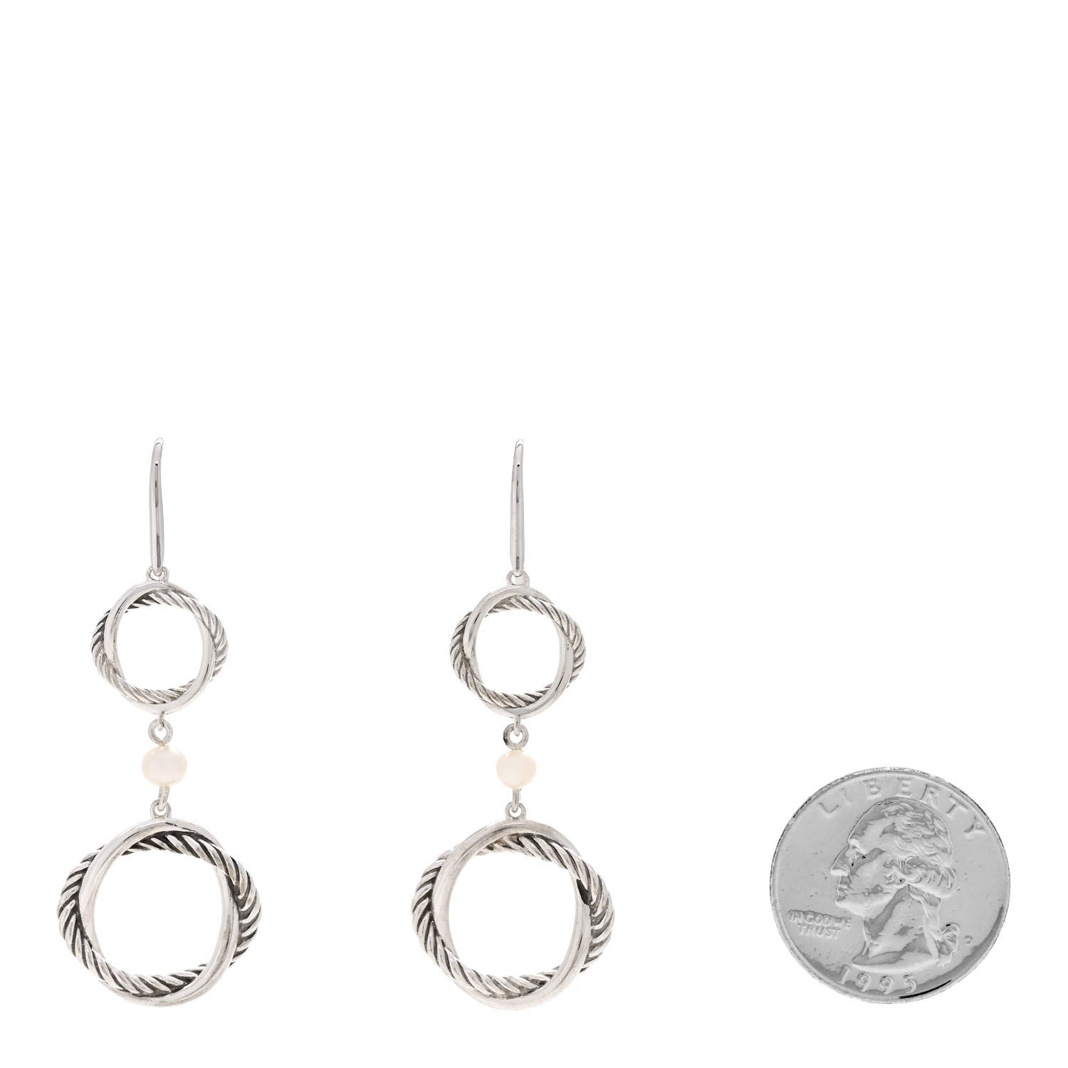 David Yurman Sterling Silver Pearl Infinity Drop Earrings 2 of 4