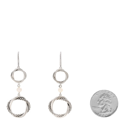 David Yurman Sterling Silver Pearl Infinity Drop Earrings 2 of 4