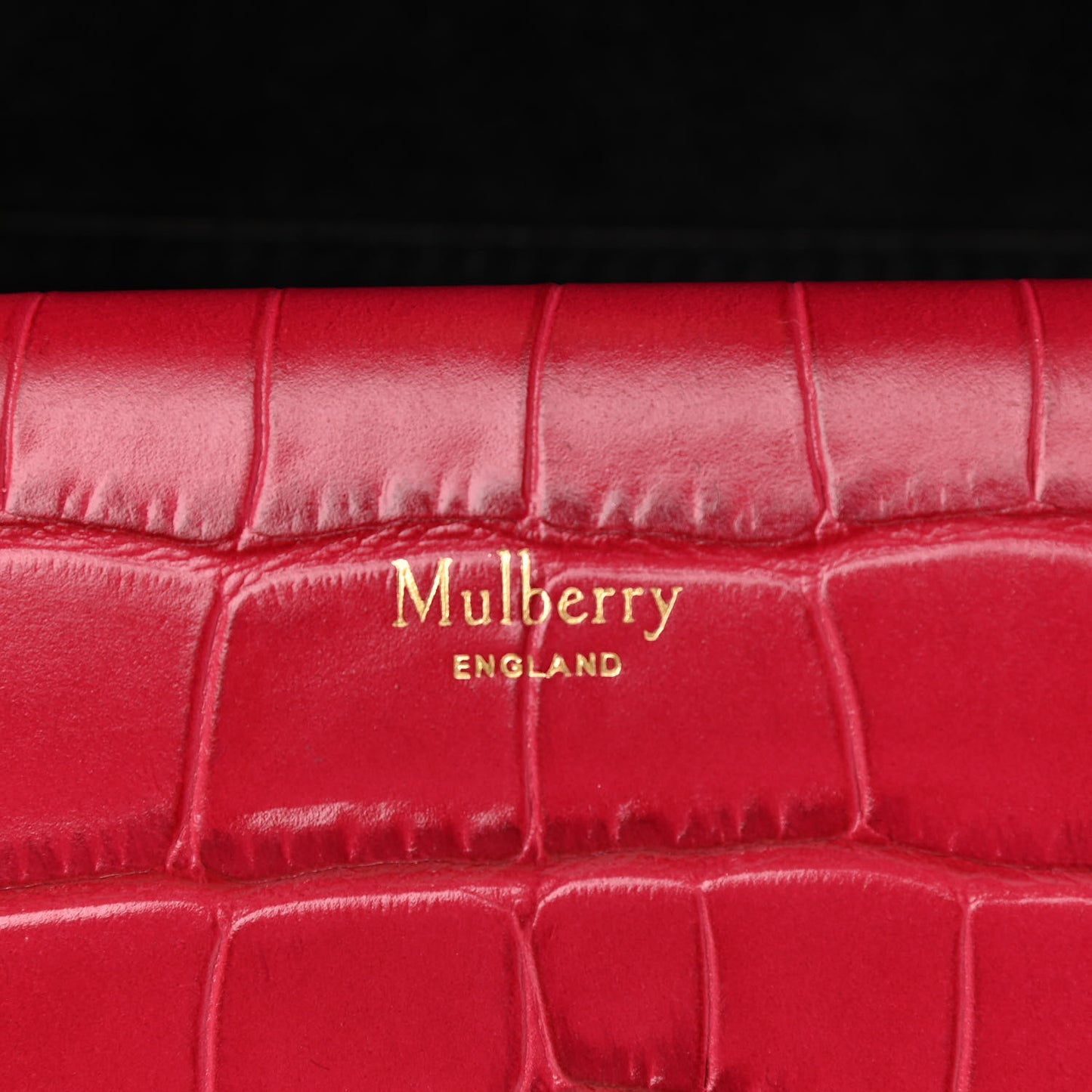 Calfskin Crocodile Embossed Small Harlow Satchel Hibiscus Red