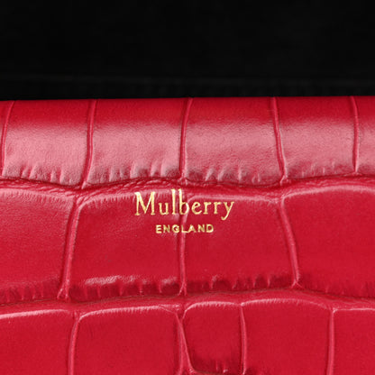 Mulberry Calfskin Crocodile Embossed Small Harlow Satchel Hibiscus Red 8 of 9