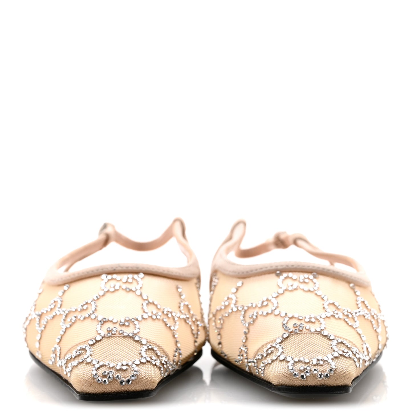 Suede Mesh Crystal GG Monogram Slingback Ballet Flats 36.5 Light Powder Skin Rose 37 Light Powder Skin Rose 36.5 Light Powder Skin Rose