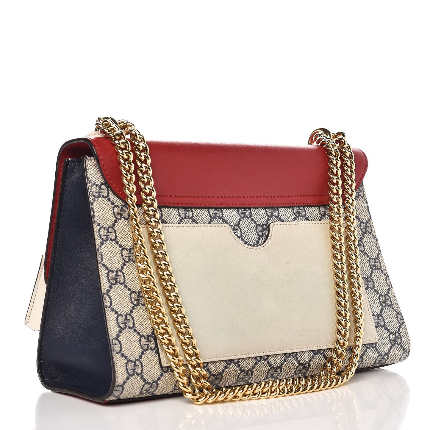 GG Supreme Monogram Moon Calfskin Medium Padlock Shoulder Bag Beige Blue Hibiscus Red Mystic White