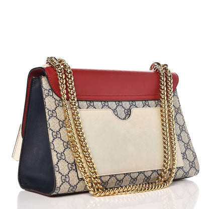 Gucci GG Supreme Monogram Moon Calfskin Medium Padlock Shoulder Bag Beige Blue Hibiscus Red Mystic White 3 of 11
