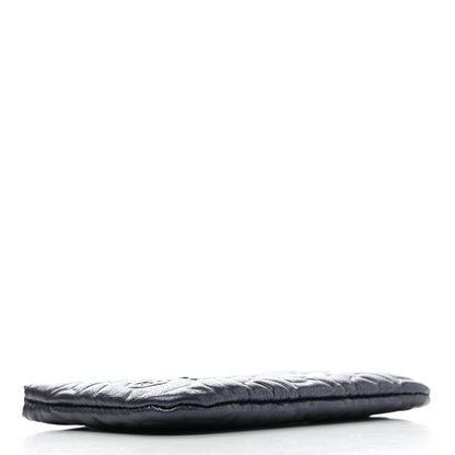 Chanel Goatskin Camellia Embossed Cosmetic Pouch Navy 4 of 7