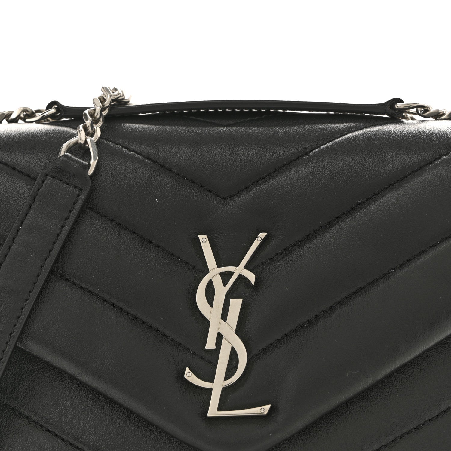 Saint Laurent Calfskin Y Quilted Monogram Small Loulou Chain Satchel Black 8 of 12