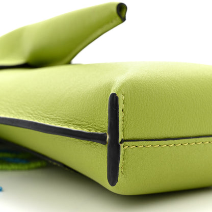 Loewe Calfskin Fringe Elephant Pouch Crossbody Bag Green 8 of 9